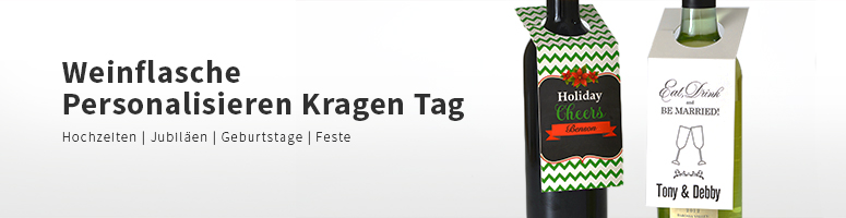 Weinflasche Personalisieren mit Kragen oder Tag