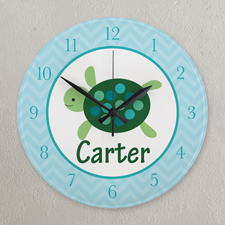 Elefant Aqua und Grün Runde Wanduhr Personalisieren Acryl