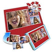 Individuelles Drei-Fotos-Collage-Puzzle in Rot - Sommer-Erinnerungen