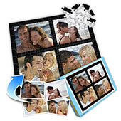 Individuelles Vier-Bilder-Collage-Puzzle in Schwarz