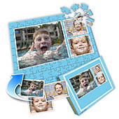 Personalisierte Collage-Puzzles in Babyblau