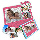 Individuelles Drei-Fotos-Collage-Puzzle in Bonbonrosa