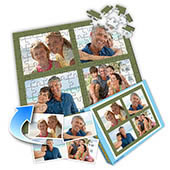 Personalisiertes Vier-Bilder-Collage-Puzzle in Grün