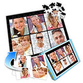 Individuelles Sechs-Bilder-Collage-Puzzle in Schwarz