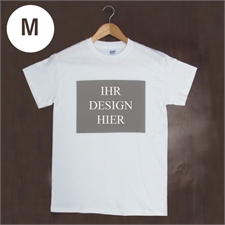 Größe M, T-Shirt, Weiß, Querformat, Personalisiert 100% Gildan Baumwolle