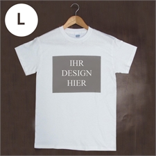 Größe L, T-Shirt, Weiß, Querformat, Personalisiert 100% Gildan Baumwolle