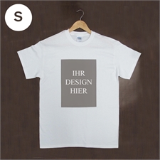 Größe S, T-Shirt, Weiß, Hochformat, 100% Gildan Baumwolle