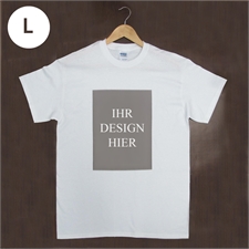 Größe L, T-Shirt, Weiß, Hochformat, 100% Gildan Baumwolle