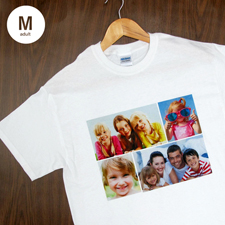 Größe M T-Shirt Weiß 4er Collage, Querformat, Personalisierte Gildan Baumwolle