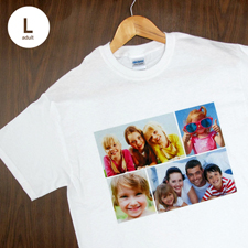 Größe L T-Shirt Weiß 4er Collage, Querformat, Personalisierte Gildan Baumwolle