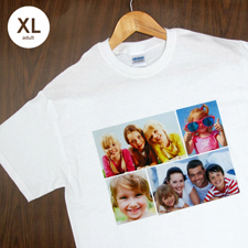 Größe XL T-Shirt Weiß 4er Collage, Querformat, Personalisierte Gildan Baumwolle