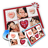 Individuelles Sechs-Bilder-Collage-Puzzle in klassischem Rot - Ich liebe Dich