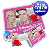 Individuelles Drei-Fotos-Collage-Puzzle in knalligem Pink - frohen Valentinstag