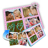 Individuelles Vier-Bilder-Collage-Puzzle in Babyrosa - Ich liebe Dich