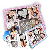 Individuelles Sechs-Bilder-Collage-Puzzle in Babyrosa - romantische Liebe