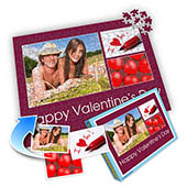 Drei-Fotos-Collage-Puzzle in Tyrianpurpur - frohen Valentinstag