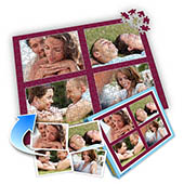 Individuelles Vier-Bilder-Collage-Puzzle in Tyrianpurpur - frohen Valentinstag