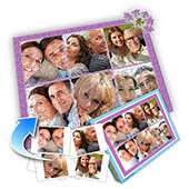 Individuelles Sechs-Bilder-Collage-Puzzle in Babypurpur - romantische Liebe