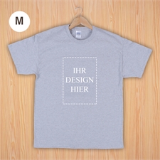 Größe M T-Shirt Grau Hochformat Personalisiert 100% Gildan Baumwolle
