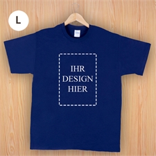 Größe L T-Shirt Navy Dunkelblau Hochformat Personalisiert 100% Gildan Baumwolle