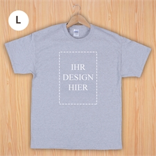 Größe L T-Shirt Grau Hochformat Personalisiert 100% Gildan Baumwolle