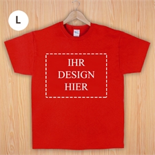 Größe L, T-Shirt, Rot, Querformat, Personalisiert 100% Gildan Baumwolle