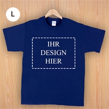 Größe L, T-Shirt, Navy, Dunkelblau, Querformat, Personalisiert 100% Gildan Baumwolle