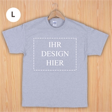 Größe L, T-Shirt, Grau, Querformat, Personalisiert 100% Gildan Baumwolle