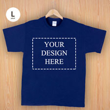 Größe L T-Shirt Navy Dunkelblau 4er Collage, Querformat, Personalisierte Gildan Baumwolle