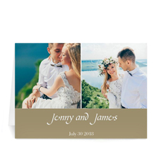 Hochzeitskarte, 2 Fotos, 12,7 cm x 17,8 cm, Doppelkarte Beige