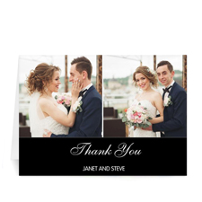 Hochzeitskarte, 2 Fotos, 12,7 cm x 17,8 cm, Doppelkarte Schwarz