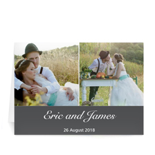 Hochzeitskarte, 2 Fotos, 12,7 cm x 17,8 cm, Doppelkarte Anthrazit