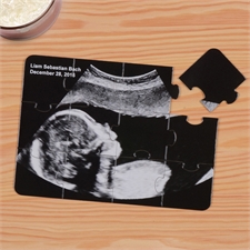 Ultraschallbild auf Ihrer Geburtsanzeige als Puzzle gestalten Querformat Zwölf Teile 12,7 x 17,8 cm