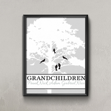 Weißer Stammbaum Fünf Vögel Personalisiertes Poster Klein 21,6 x 27,9 cm