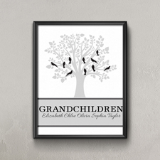 Stammbaum Zehn Graue Vögel Personalisiertes Poster 