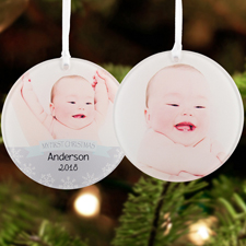 Baby Boy First Christmas Personalized Photo Acrylic Ornament
