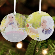 Baby Girl First Christmas Personalized Photo Acrylic Ornament