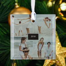 Foto Collage Vierer Weihnachten Glasschmuck Personalisieren Quadrat