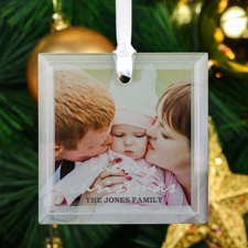 Familienfest, Weihnachten Glasschmuck Personalisieren Foto Quadrat