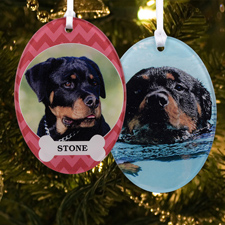Dog Pet Personalized Photo Acrylic Oval Ornament