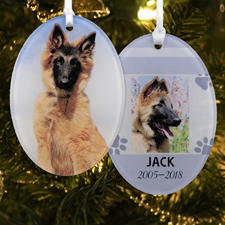 Memorial Dog Personalized Photo Acrylic Oval Ornament