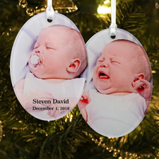 First Christmas Personalized Photo Acrylic Oval Ornament