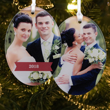 Married & Merry Personalized Photo Acrylic Oval Ornament