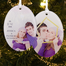 Save The Date Personalized Photo Acrylic Oval Ornament