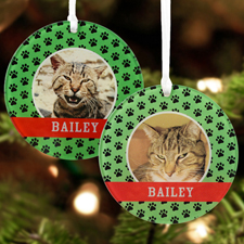 Cat Pet Personalized Photo Acrylic Round Ornament