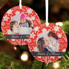 Blooms Christmas Personalized Photo Acrylic Round Ornament