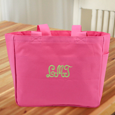 Reißverschlusstasche Bestickte Baumwolltasche Personalisieren Hot Pink