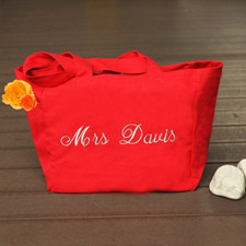 Reißverschlusstasche Bestickte Baumwolltasche Personalisieren Rot