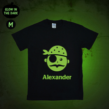 Leuchtendes T-Shirt Pirat Glow Personalisieren Baumwolle Größe M Medium