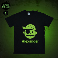 Leuchtendes T-Shirt Pirat Glow Personalisieren Baumwolle Größe L Large